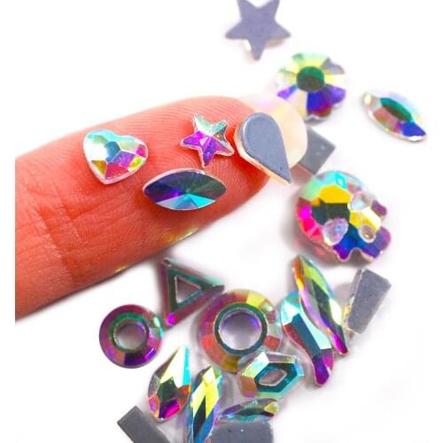 50pcs/bag High Quality AB Crystal Flatback Glass Rhinestone Hot Fix Iron On Clothing Jewellery Design DIY Accessories