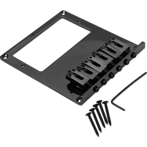 6 Saddle Tele Bridge Tailpiece Tele Humbucker TL Guitar Bridge for Telecaster Guitar Black