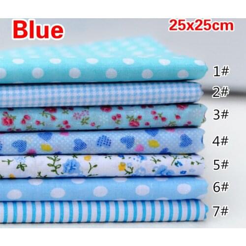 7pcs/set 25cmx25cm DIY Handmade MaterialSquare Cotton Fabric Printed Cloth Sewing Quilting Fabrics for Patchwork Needlework