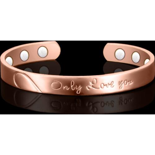 Free Shipping! 100% Copper "only Love You" Bangle!6 Magnets Health Balance Magnetic Bracelet Bangles for Mens/ Women