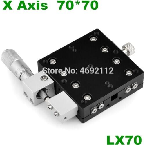 Free shipping X Axis 70x70mm Trimming Platform Manual Linear Stages Bearing Tuning Sliding Table LX70-L LX70-C LX70-R Cross Rail