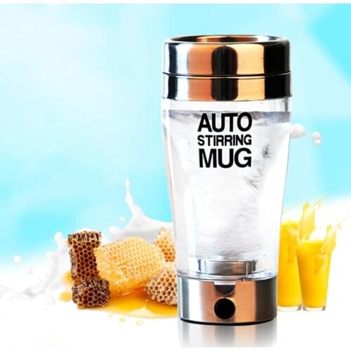 400ml Electric Protein Shaker Cup Auto Shake Mixer Drink Bottle Gym Powder Blender Juicer Stainless Steel Transparent Mug Y5JC