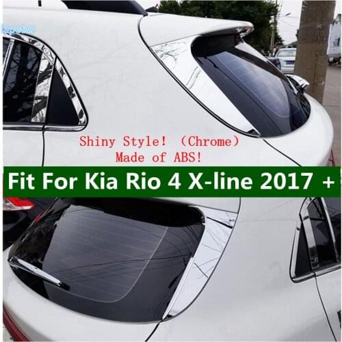 Chrome Shiny Exterior Refit Kit Rear Tail Window Spoiler Wing C Column Pillar Panel Cover Trim For Kia Rio 4 X-line 2017 - 2020