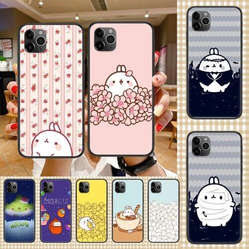 Kawaii Molang rabbits Phone Case Cover Hull For iphone 5 5s se 2 6 6s 7 8 12 mini plus X XS XR 11 PRO MAX black art shell