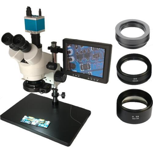 HD 16MP 1080P HDMI USB Digital Video microscope camera +3.5X 7X 45X 90X Trinocular stereo microscope +8" LCD Display monitor
