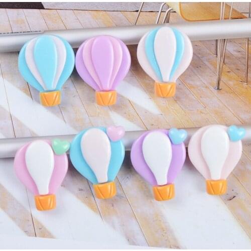 DIY Jewelry Findings 10pcs 23*28mm Colorful Kawaii Hot Air Balloon Shape Resin Cabochons Embellishments Scrapbooking Cameo Patch