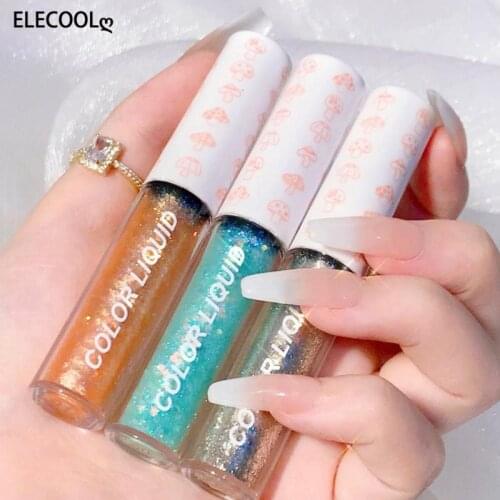 ELECOOL 3Pc/set Metallic Shiny Waterproof Liquid Glitter Eyeshadow Makeup Long Lasting Eye Liner Eye Beauty Party Makeup Tools