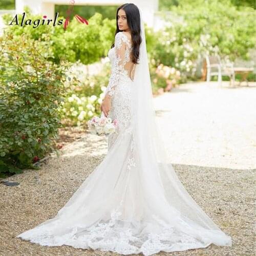 Elegant Tulle Lace Scoop Wedding Dresses 2020 Backless Illusion Pearls Beadings Wedding Gowns Vneck Beach Wedding Dresses