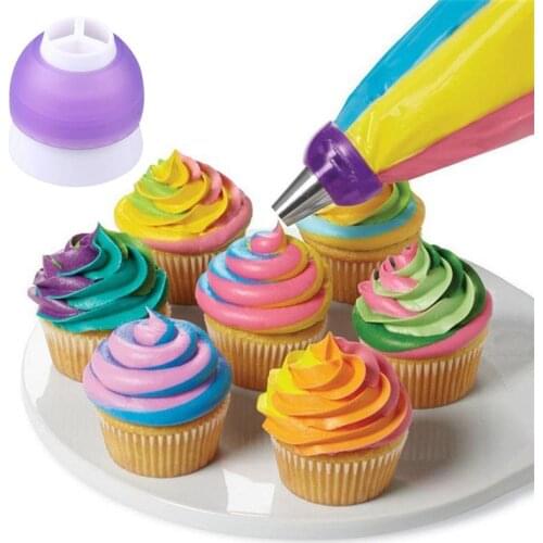 Icing Piping Bag Nozzle Converter Plastic Tri-color Cream Coupler Pastry Nozzles Adaptor Cup Cake Baking Decorating Tools