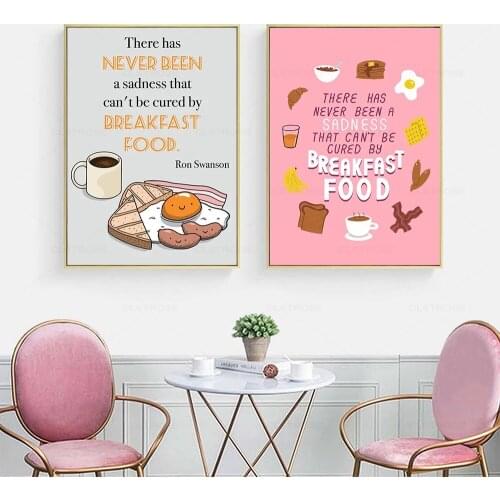 Breakfast Food Quote Art Poster Print Ron Swanson Funny Wall Egg Bread Canvas Painting Bakery Coffee Shop Kitchen Decor Pictures