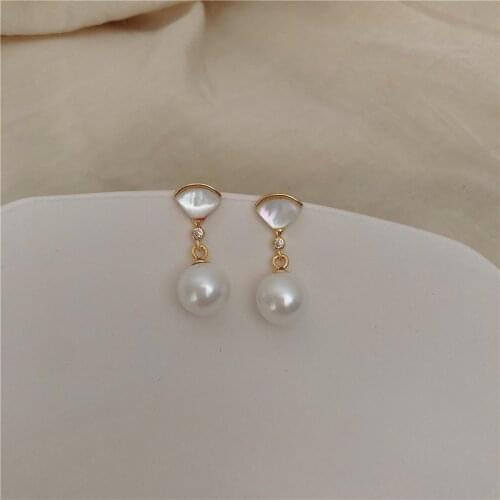 14k Gold Jewelry Real Gold Classic Pearl Earrings Fine Accessories for Wedding Engagement Party for Girlfriend&Wife Gift