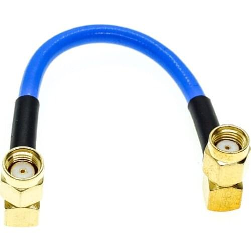 RPSMA male right angle to RP SMA male right angle RA Connector RG402 RG-402 Semi Flexible Coaxial Cable 0.141" Blue