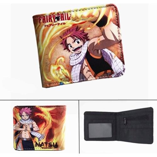 Anime Fairy Tail Wallet Natsu Lucy Leather Short Photo Card Holder Layers PU Boys Girls Zip Coin Pocket Cartoon Print Purse Gift