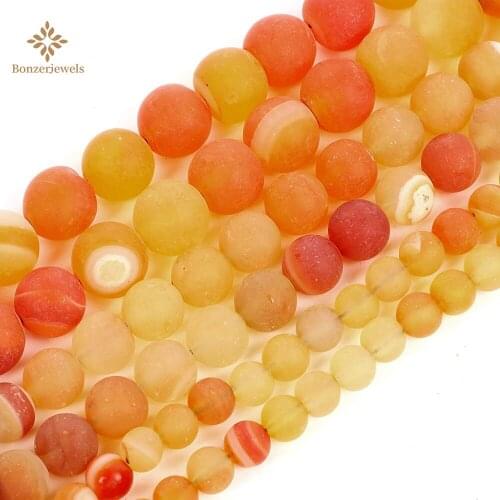 Round 4/6/8/10/12mm Striped Spacer Beads Natural Yellow Banded Agates Natural Matte Stone Loose Beads For DIY Jewelry Making