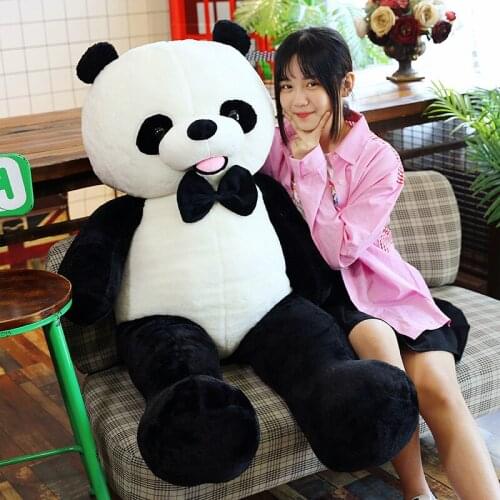 Cute Panda Bear With Bow-Tie Plush Toys Soft Cartoon Animal Black And White Panda Stuffed Doll Kids Girl Boy Gifts