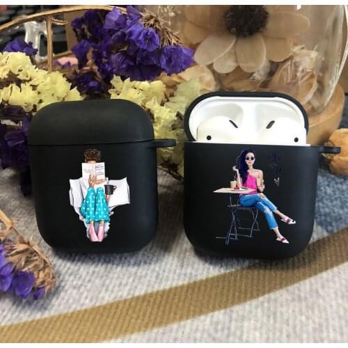 Fashion Women Coffee Girl black TPU silicone Bluetooth Airpod Case For Airpods 1 Airpods 2 Airpods pro soft cover