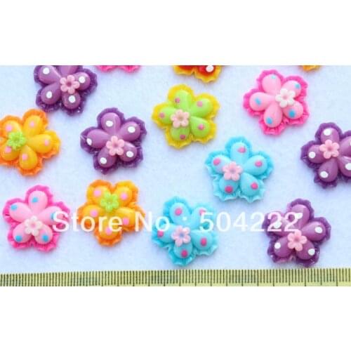 Set of 100 pcs of Colorful Beautiful Resin flower cabochons pendants charm 22mm-SZ0217
