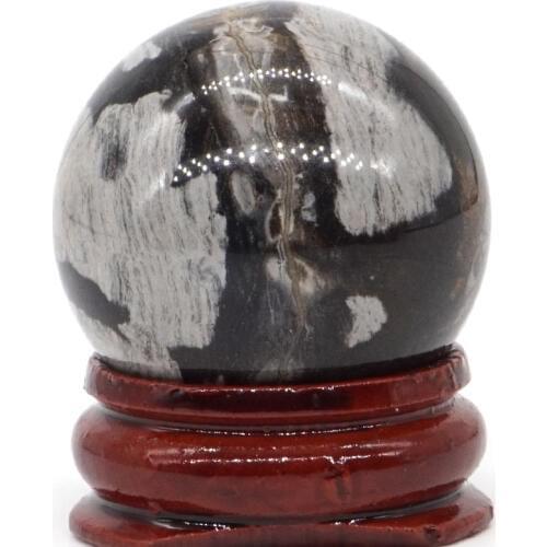 Natural Silver Leaf Jasper Ball Mineral Quartz Sphere Hand Massage Crystal Ball Healing Feng Shui Home Decor Accessory 30mm