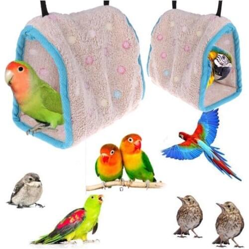 2019 New Winter Warm Bird Nest Plush Hut Tent Hanging Bed Nest Cage Hammock For Parrot Parakeet