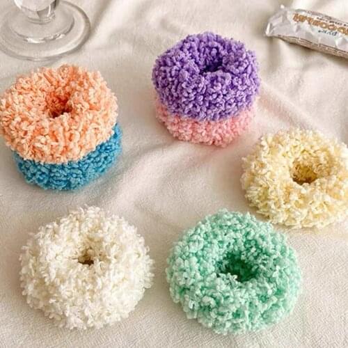 New Warm Candy Color Plush Scrunchie Soft Faux Fur Women Girls Ponytai Holder Hair Rope Rubber Band Headwear Hair Accessories