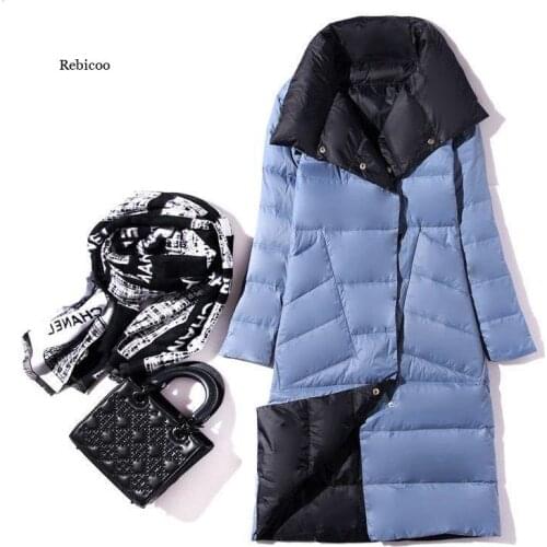 Womens Casual Long Sleeve Pocket Stand Collar Thick Coat Winter Fashion Solid Color Double Breasted Long Parkas