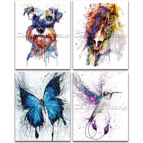 5D Full Square Diamond painting embroidery Cross stitch Animal colorful dog horse butterfly bird 3D DIY Drill Drawing mosaic 082