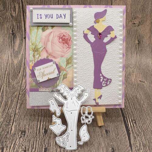 Beautiful Lady Woman Cutting Dies For Scrapbooking Album Birthday Card Anniversary Day Gift Decoration