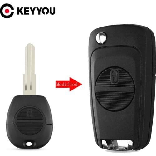 KEYYOU 2 Buttons Flip Modified Remote Car Key Shell For Nissan Micra Almera Primera X-Trail Uncut Blade Key Case Cover