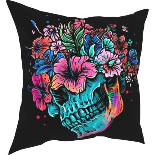 Colorful Sugar Skull Square Pillow Case Polyester Decorative Pillow Mexican The Day Of Dead Fashion Cushion Covers