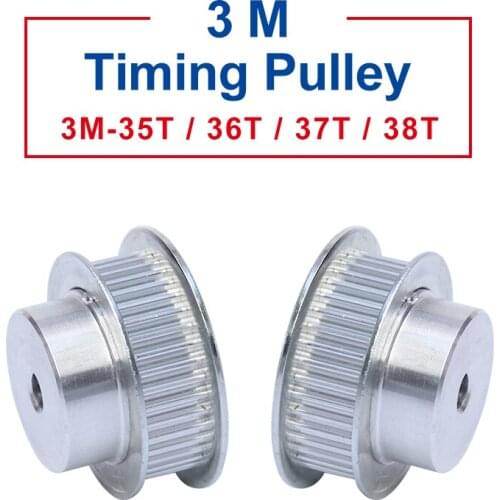 1 piece Pulley 3M-35T/36T/37T/38T Slot Width 11 mm pulley wheel rough hole 6 mm Aluminum Material For Width 10mm 3M-Timing Belt