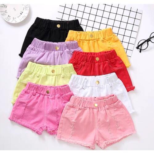 Girls shorts 2021 summer Korean version of thin slim denim hot pants foreign gas hole three pants girls wild wear