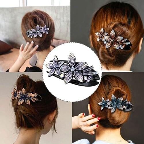 Rhinestone Hairpin Flower Geometric Duckbill Hair Claws Hair Clips Accessories For Women Girls Shinning Ponytail Headwear