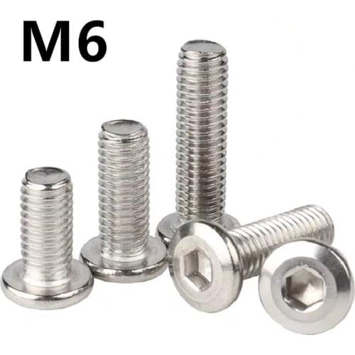 60/20PCS M6x8/10/12/16/20/25/30/35/40/45/100mm Stainless Steel Hypotenuse Flat Head Hex Drive Screw Down Side Furniture Screws