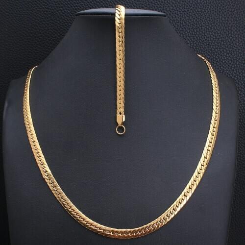 High Quality Fashion Stainless Steel Jewelry Set 60CM Chain Necklace Bracelet For Man And Women Party Gift SFHKARRP