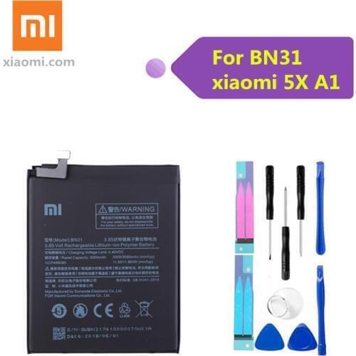 Xiao Mi 100% Original Battery BN31 for Xiaomi Mi 5X Mi5X Redmi Note 5A / Pro Mi A1 Redmi Y1 Lite S2 3000mAh Batteries + Tools