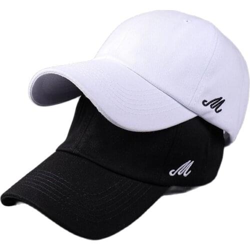 Xiongbang002 100% Cotton Hats Side M Letter Embroidery Baseball Caps Solid Casual Cotton Snapbacks Peaked Bone Casquette