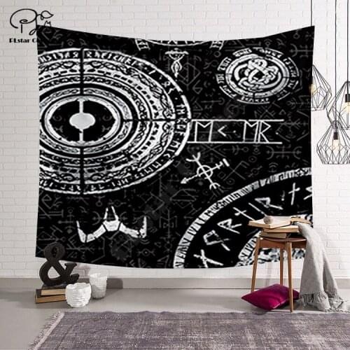 Viking tattoo Funny cartoon Blanket Tapestry 3D Printed Tapestrying Rectangular Home Decor Wall Hanging style-3