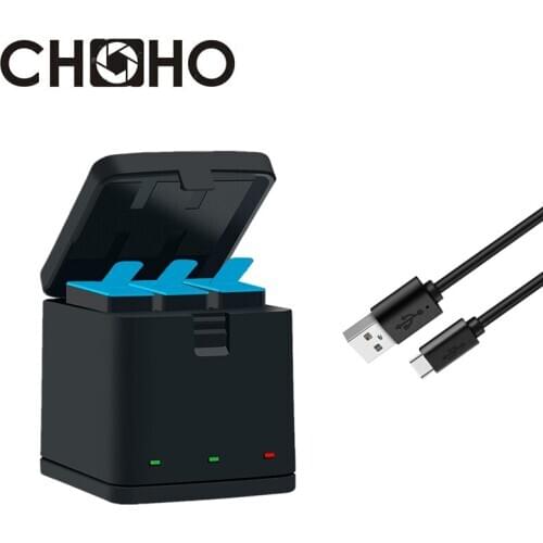 For GoPro 9 Black Accessories Three/Dual Ports USB Battery Box Charger + Type-C Cable for Go Pro Hero9 Hero 9 Action Camera New