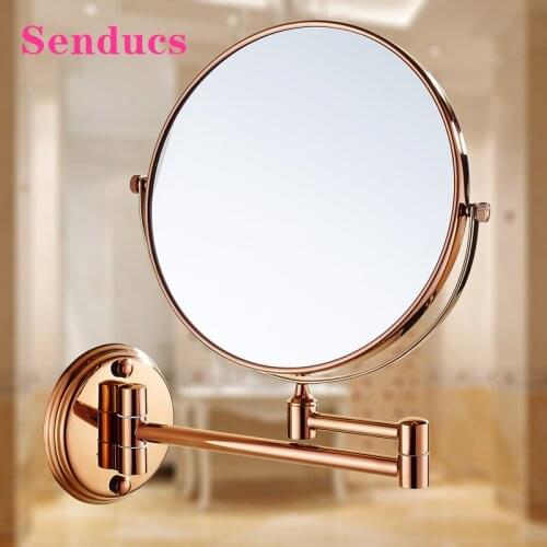 Bathroom Accessories Rose Gold Bathroom Mirrors of Dual Arm Extend Bath Makeup Mirrors with Quality Brass Magnifying Mirrors