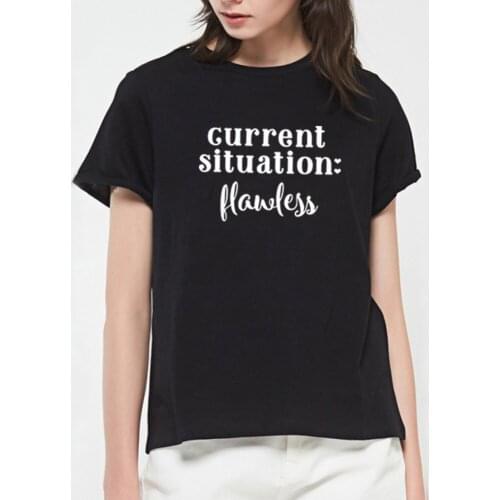 Current Situation Flawless Print Tee Shirt Femme O-neck Short Sleeve Cotton T Shirt Women Loose T Shirts for Women Tops