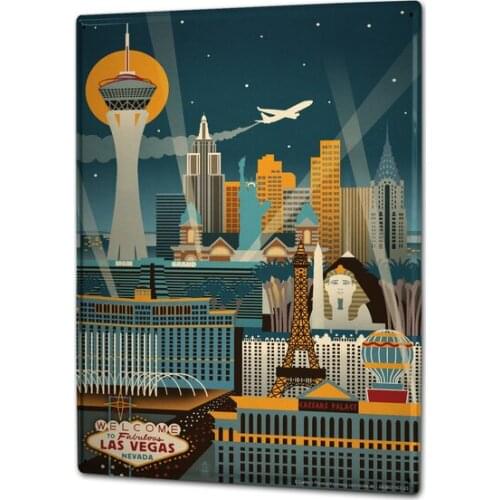 Tin Sign Retro Art Metropole Las Vegas