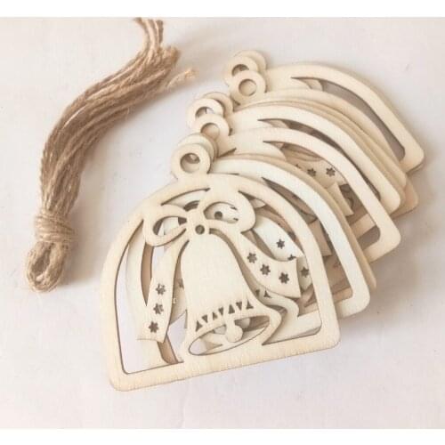 10PCS 8CM Wooden Ornaments Unfinished with Holes Christmas Wood Crafts for Arts and Crafts Christmas Ornaments DIY Crafts