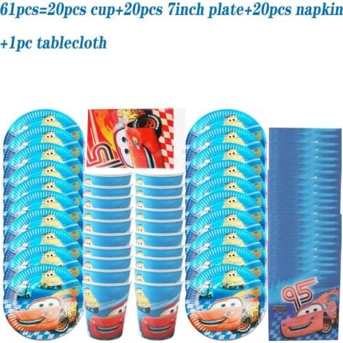 10pcs/set Disney Lightning McQueen Cars Theme Party Disposable Tableware Sets Paper Cups Plates Kids Birthday Party Decorations