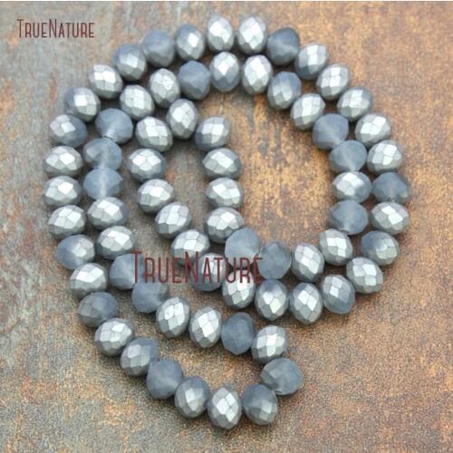 10Pcs Titanium Translucent Metallic Grey Dull Polished Faceted Rondelle Beads Beads Glass Crystal Loose Beads 6x8mm BE12999