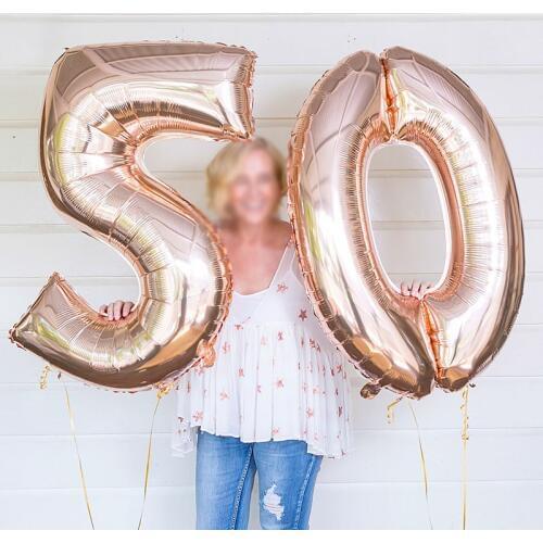 2pcs 32/40 inch Happy 50 Birthday Foil Balloons pink blue gold number 50th Years Old Party Decorations Man Boy Girl Supplies