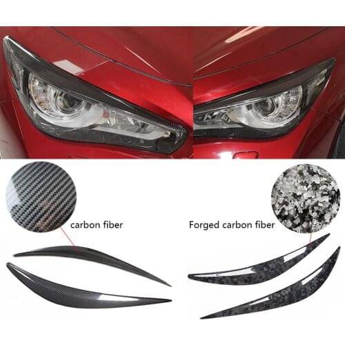 2pcs For Infiniti Q50 2014-2018 Carbon Fiber Headlight Eyebrows Eye Lid Cover Trim Stickers Car Accessories