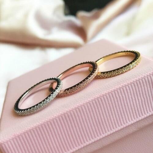 2019 Eternity Female Promise Ring 925 Sterling Silver Bijou Pave Cz Simple Wedding Band Rings For Women Bridal Party Jewelry