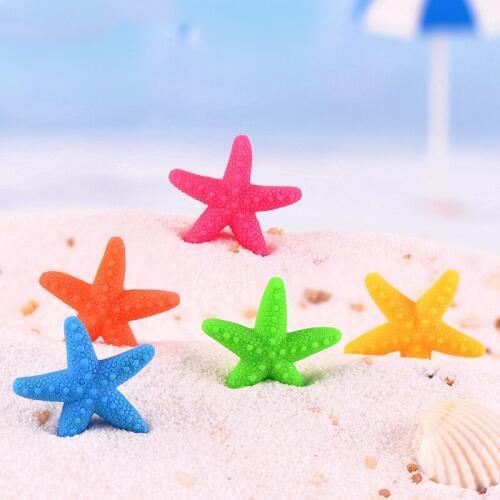 5PCS Seaside Colorful Starfish Miniature Figurine DIY Accessories Doll Baby House Decoration Simulation Animal Kawaii Figurines