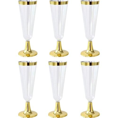 6pcs Wedding Champagne Flute Creative Disposable Plastic Wedding Cup Champagne Glass Drinking Utensils Wedding Party Accessories