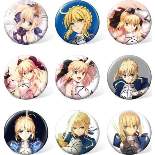 9pcs/set ) Anime Cartoon Badge of Fate/stay night Arutoria Pendoragon Costume Brooch for Backpack or Bag Accessories